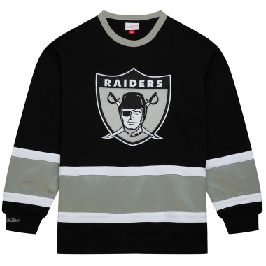 MITCHELL & NESS OAKLAND RAIDERS SATIN INSERT FLEECE CREW NECK SWEATSHIRT