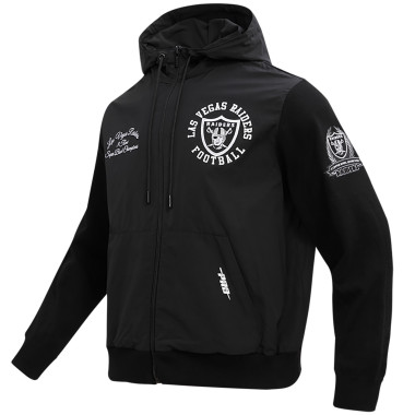 PRO STANDARD LAS VEGAS RAIDERS HYBRID WOVEN FULL ZIP HOOD