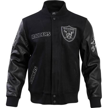 PRO STANDARD LAS VEGAS RAIDERS BLACK & SILVER WOOL VARSITY JACKET