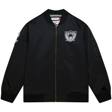 MITCHELL & NESS RAIDERS NFL LIGHTWEIGHT SATIN BOMBER JACKET