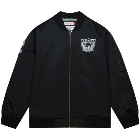 MITCHELL & NESS RAIDERS NFL LIGHTWEIGHT SATIN BOMBER JACKET