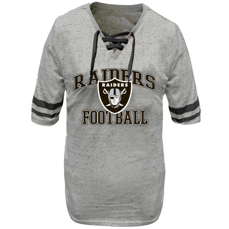 RAIDERS WOMENS PLUS LACE UP YARN TEE