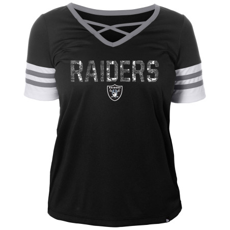 NEW ERA WOMENS SHORT SLEEVE CRISS CROSS V-NECK TEE